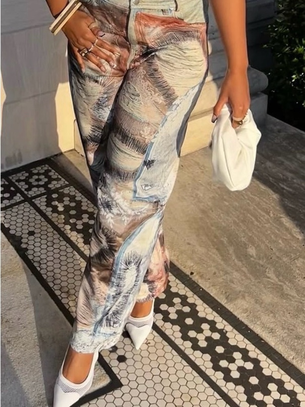 Printed Straight Leg Women's Pants in Multicolor